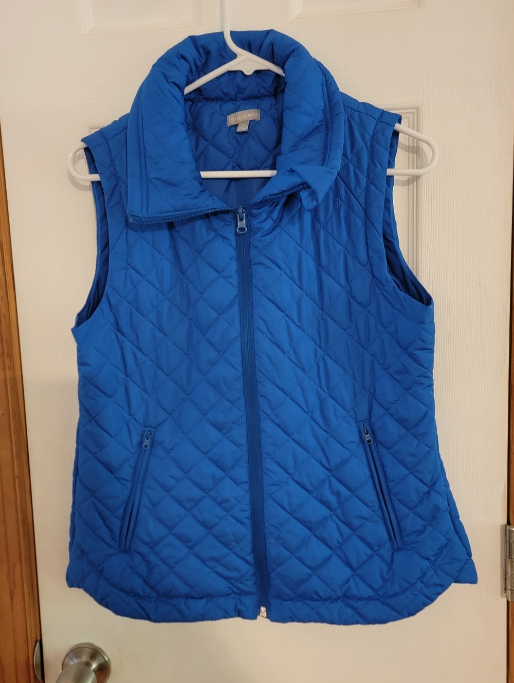 T For Talbots Royal Blue Quilted Vest Pockets Petite Small Packable Lightweight